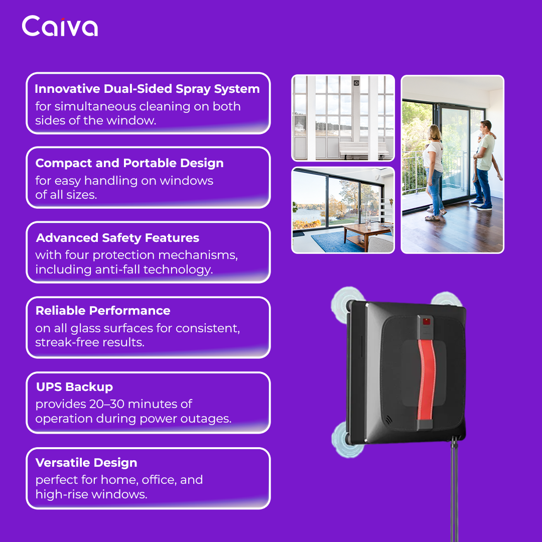 Window Cleaning Robot - Caiva K3 Automatic Glass Cleaner with UPS Backup