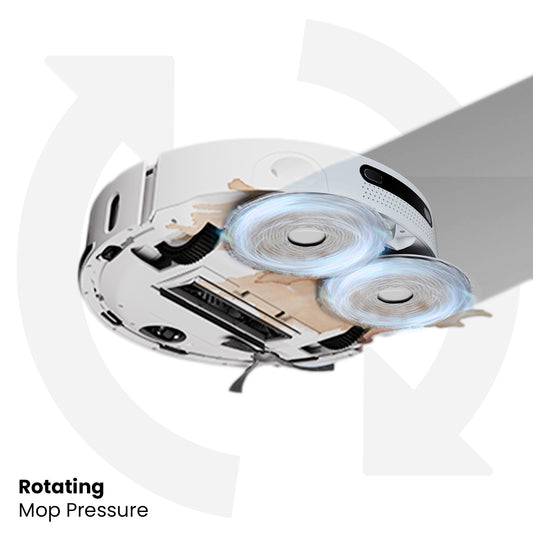 Close-up of a cleaning device with rotating components on a white background